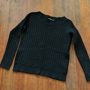 Tess Giberson Black Open Stitch Wool Sweater